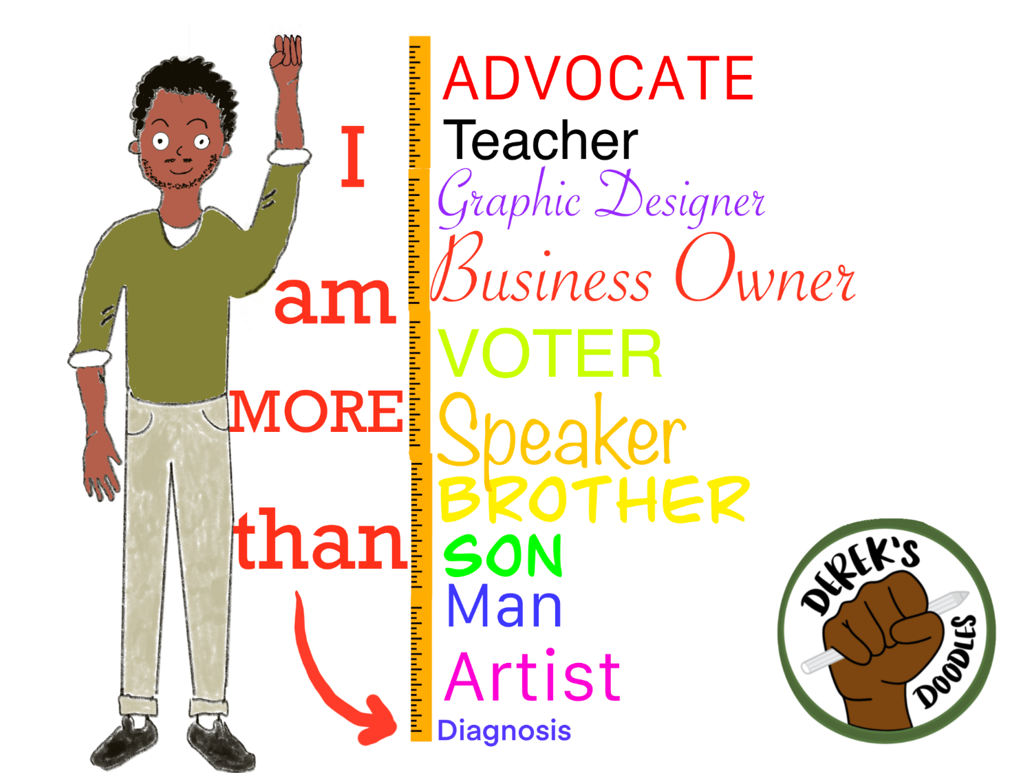 Soy más que mi diagnóstico. Soy defensor, profesor, diseñador gráfico, empresario, conferenciante, hermano, hijo, hombre y artista.